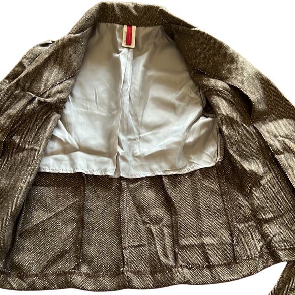 The Rag Story Brown & Metallic Silver Herringbone Tweed Blazer Beaded Appliqué - Picture 7 of 11